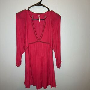 Free People Dress Womens Size XS Pink Long Sleeves Lined Flowy Casual